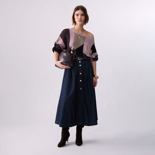Pull avec incrustations lamé rose <span itemprop=