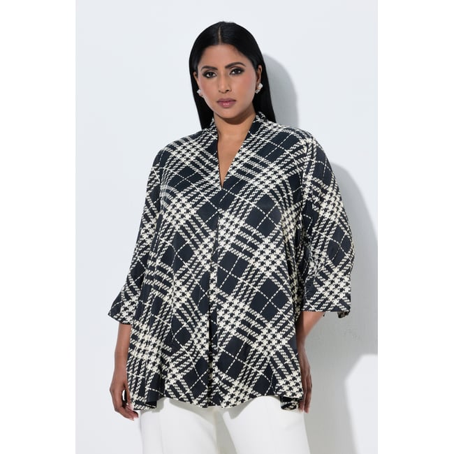 Blouse en satin à carreaux noir <span itemprop=