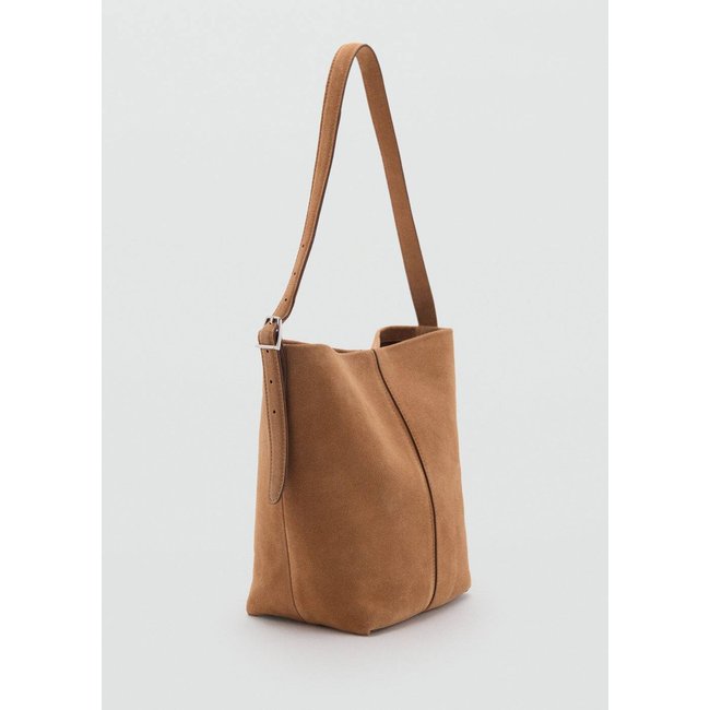 Sac seau cuir marron moyen <span itemprop=
