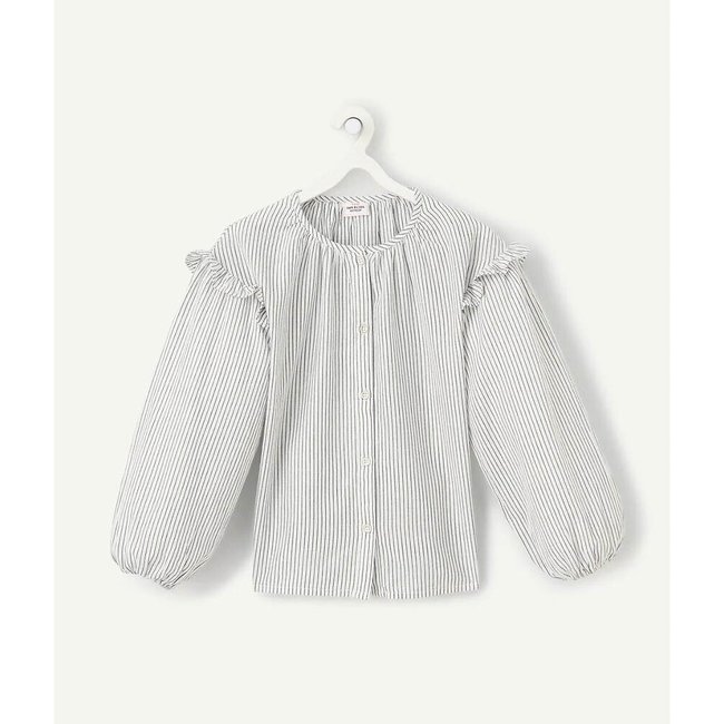 Chemise rayée à manches longues rayé bleu <span itemprop=