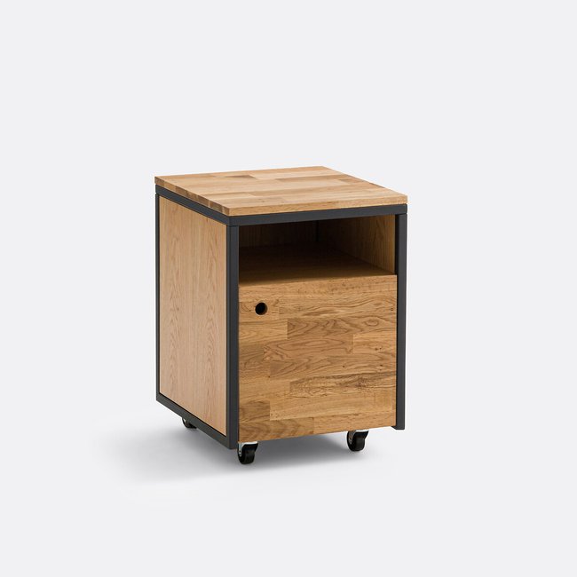 Hiba Desk Unit on Wheels oak/black LA REDOUTE INTERIEURS