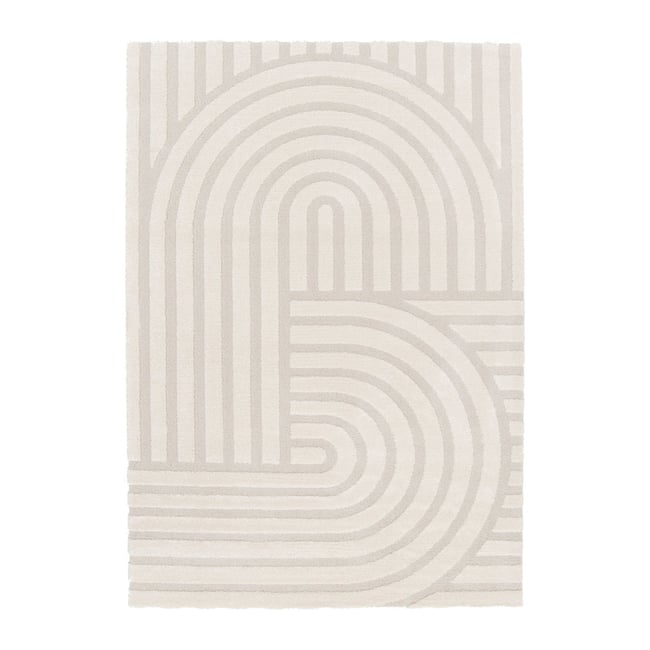 Tapis design avec effet relief BALTUS Couleur beige sable <span itemprop=