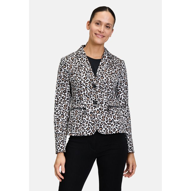 Blazer court à imprimé animalier blanc/noir <span itemprop=
