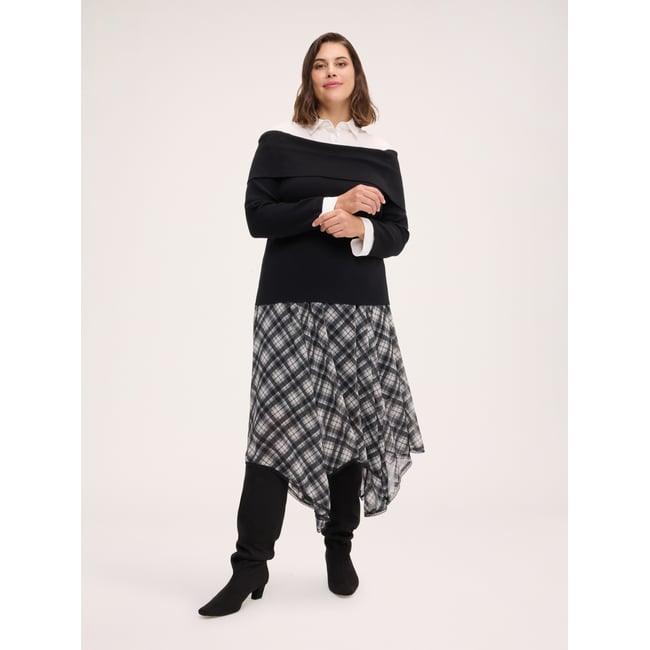Pull avec insert effet chemise noir <span itemprop=