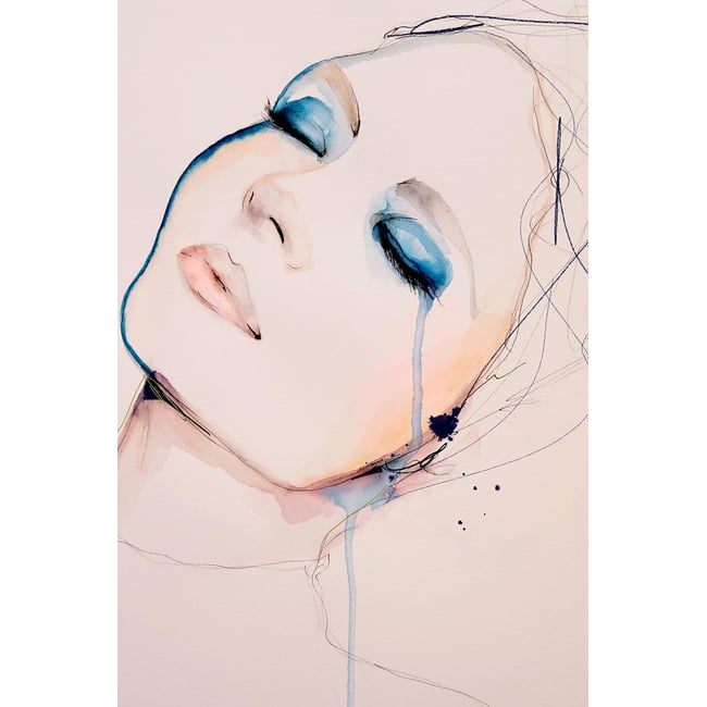 Tableau romantique portrait de femme bleu nuit - HEXOA