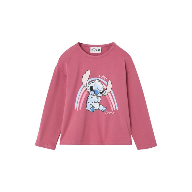 T-shirt manches longues Lilo et Stitch vieux rose <span itemprop=