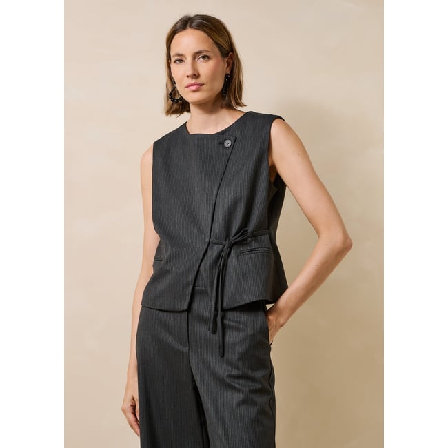 Veste sans manches encolure ronde anthracite <span itemprop=