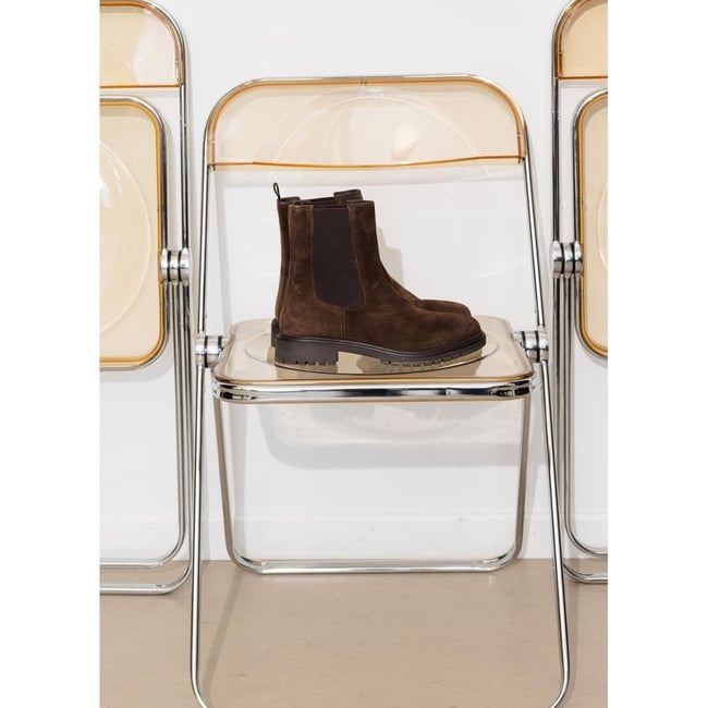 Boots Chelsea en cuir marron <span itemprop=