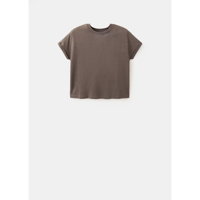 T-shirt coton manches courtes marron <span itemprop=