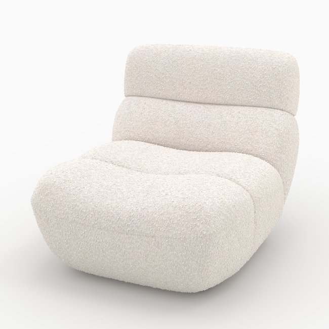 Fauteuil en tissu bouclé - TEDDY Couleur blanc <span itemprop=