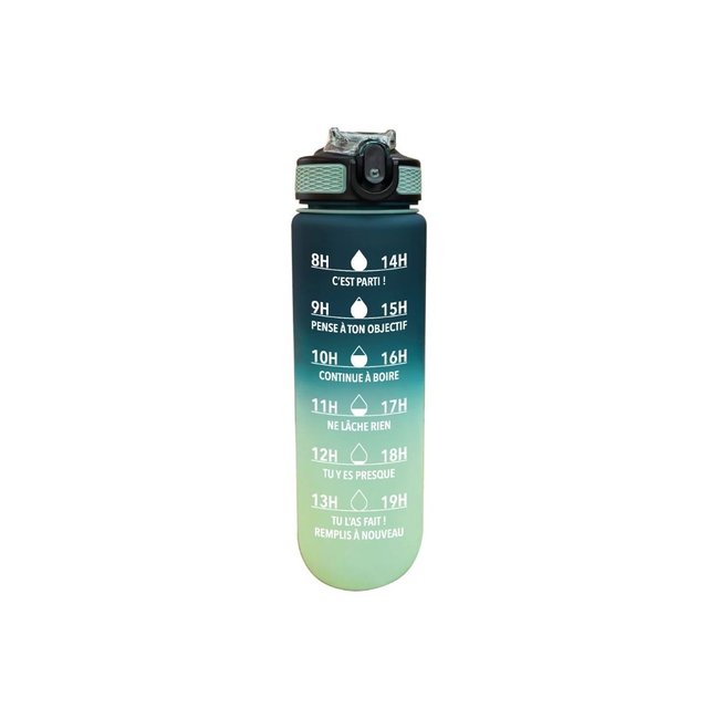 Gourde de motivation hydratation bleu Couleur vert <span itemprop=