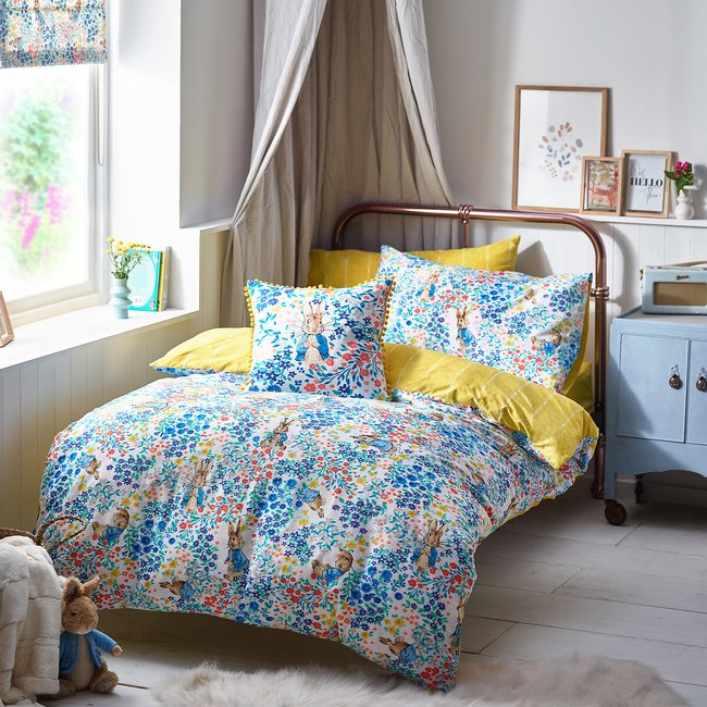Peter Rabbit Florelli 100% Cotton Duvet Cover and Pillowcase Set, multi-coloured, PETER RABBIT