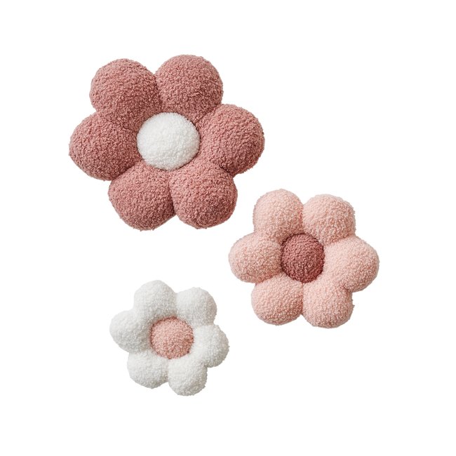 Lot de 3 fleurs bouclette Couleur rose imprimé <span itemprop=