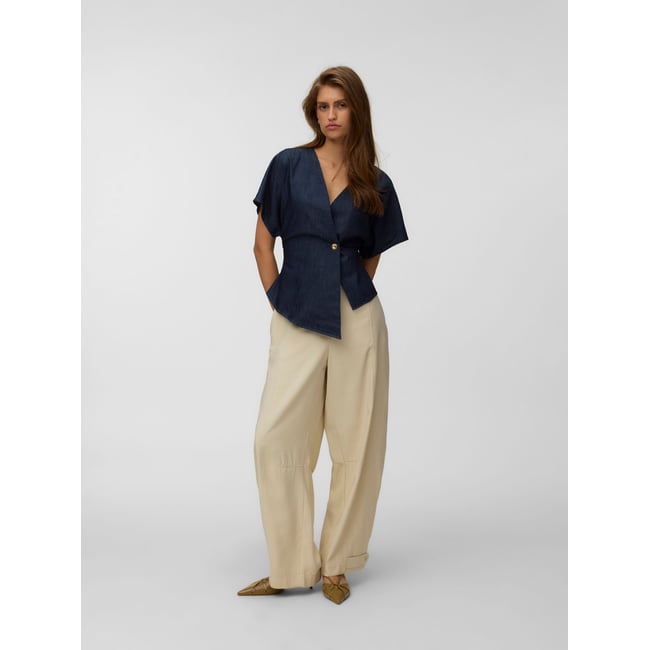 Top Asymétrique dark blue denim <span itemprop=