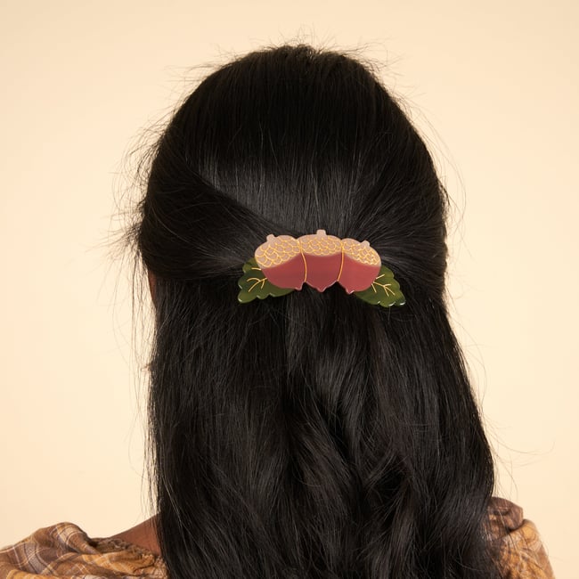 French Barrette Glands beige et marron <span itemprop=