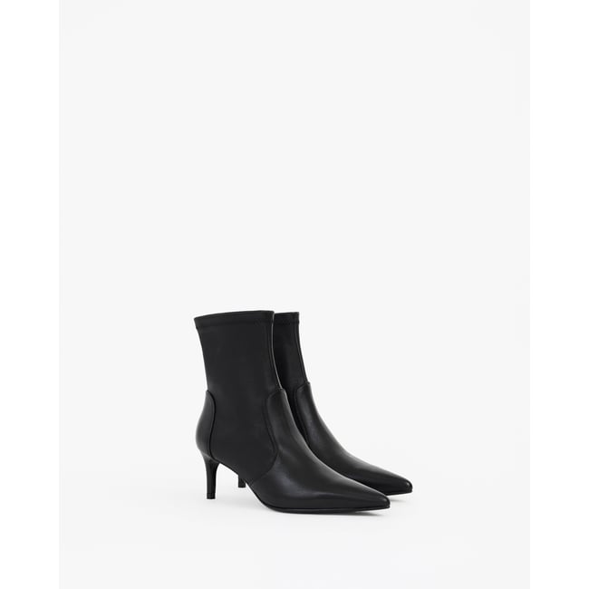 Bottines en cuir stretch à bout pointu OPHELIA LOW noir <span itemprop=