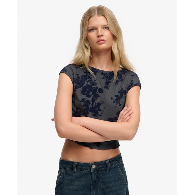 Top à manches courtes en mesh floqué - SUPERDRY