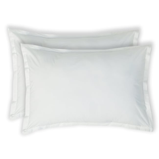 Taie d'oreiller (x2) percale de coton NINA blanc <span itemprop=