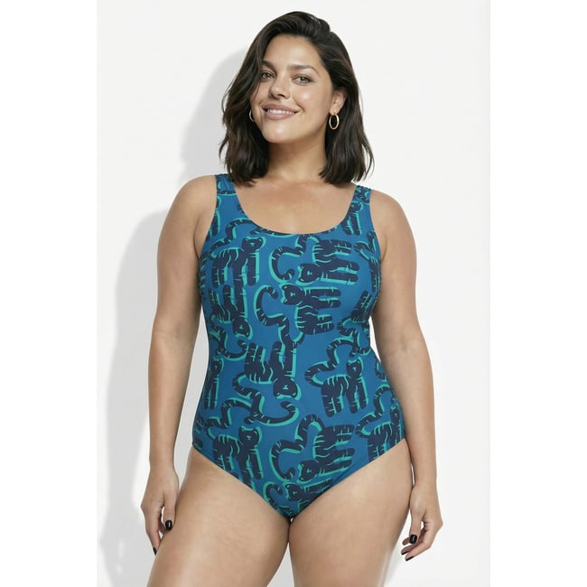 Maillot de bain motif chats bleu moyen <span itemprop=