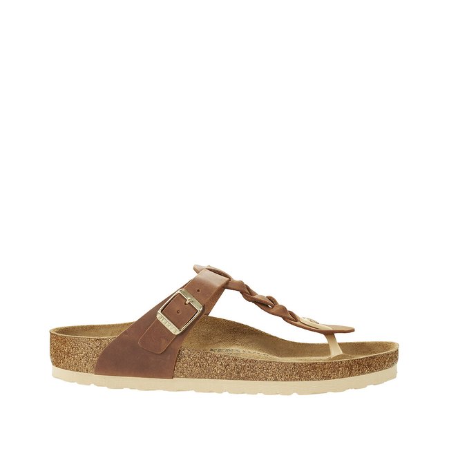 Infradito pelle ingrassata Gizeh Braided cognac BIRKENSTOCK