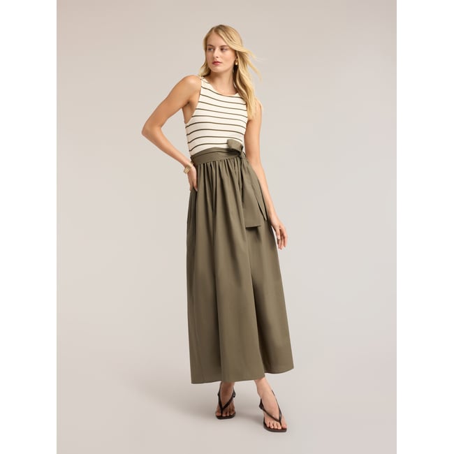 Robe avec jupe et top à rayures verde militare <span itemprop=
