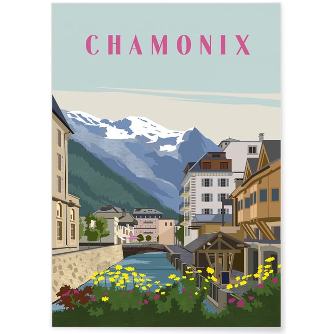 Affiche ville Chamonix 2 Couleur blanc <span itemprop=