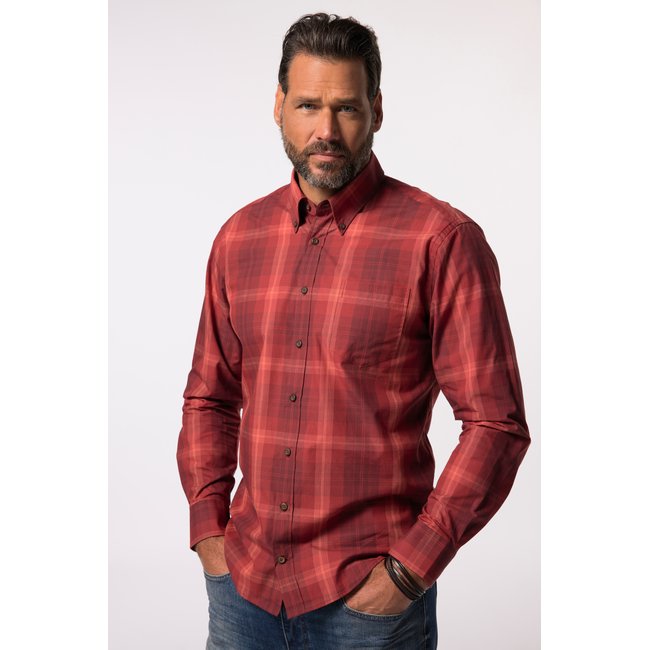 Chemise à carreaux. Manches longues rouge marsala <span itemprop=