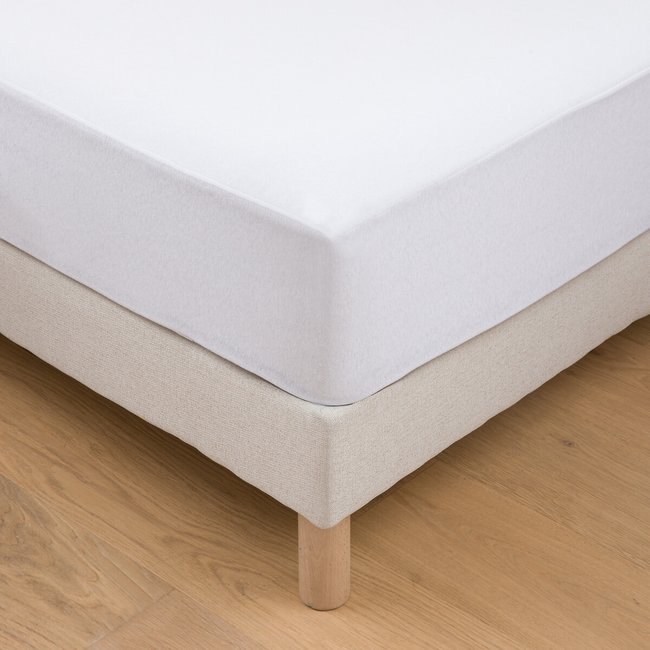 Protège matelas molleton coton imperméable H22cm Couleur blanc <span itemprop=