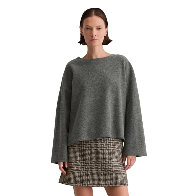 Pull en vrac en laine bouillie gris foncé <span itemprop=
