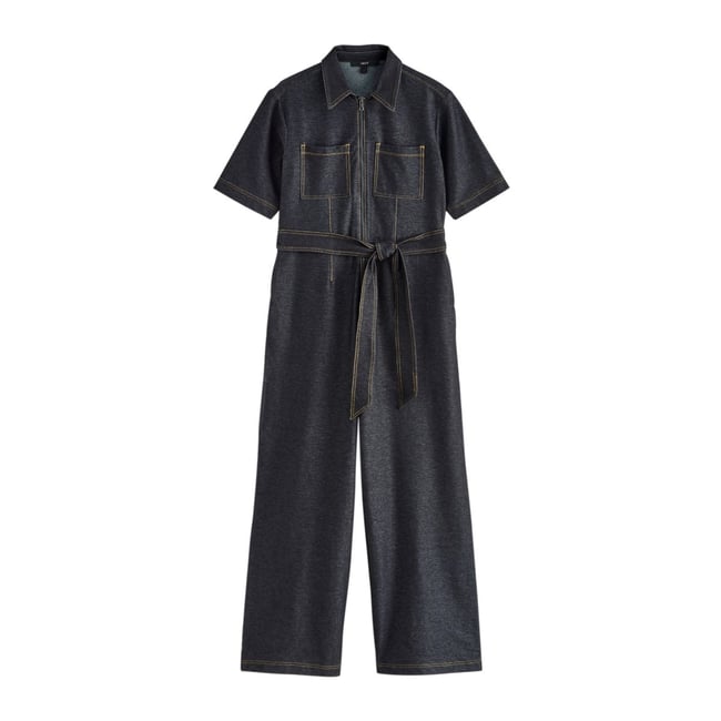 Combinaison en denim de jersey noir <span itemprop=