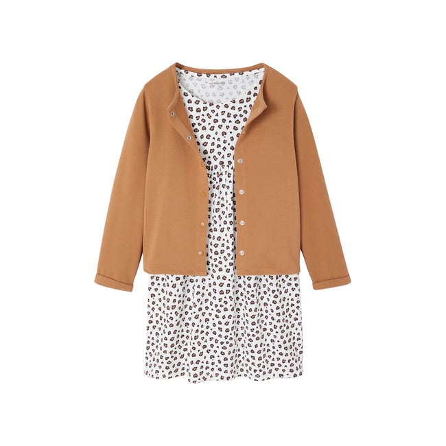 Robe Fille Imprimée - Maille Reliéfée - Moutarde - Prix en Algérie | DZ