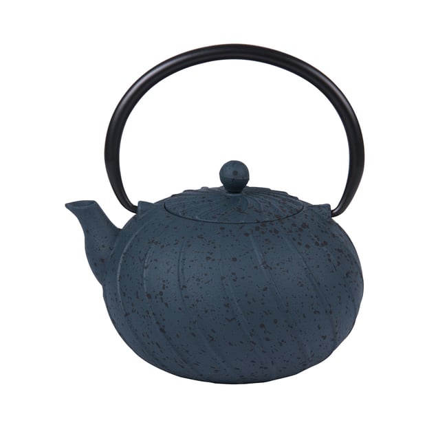 Théière en fonte avec filtre 1,2L Spirale bleu <span itemprop=