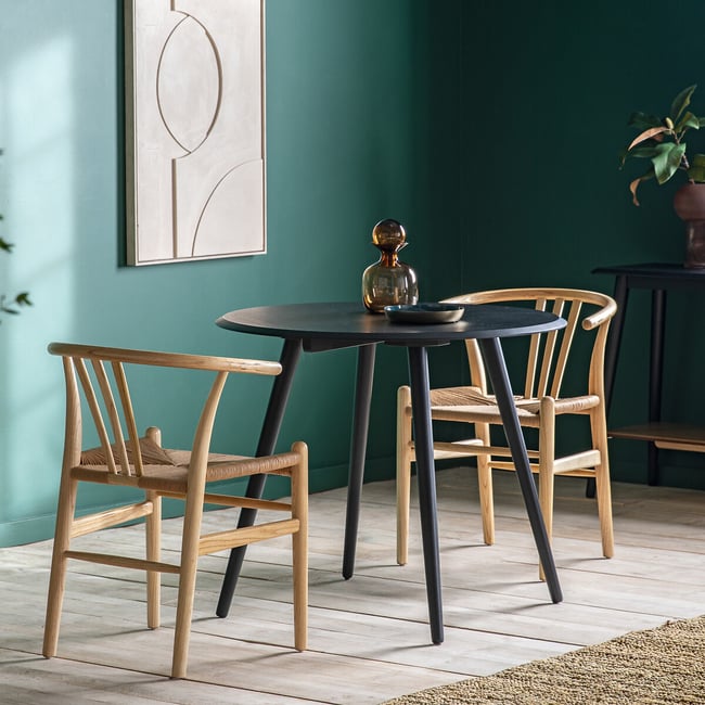Morena Oak Round Dining Table (Seats 4), black, SO'HOME