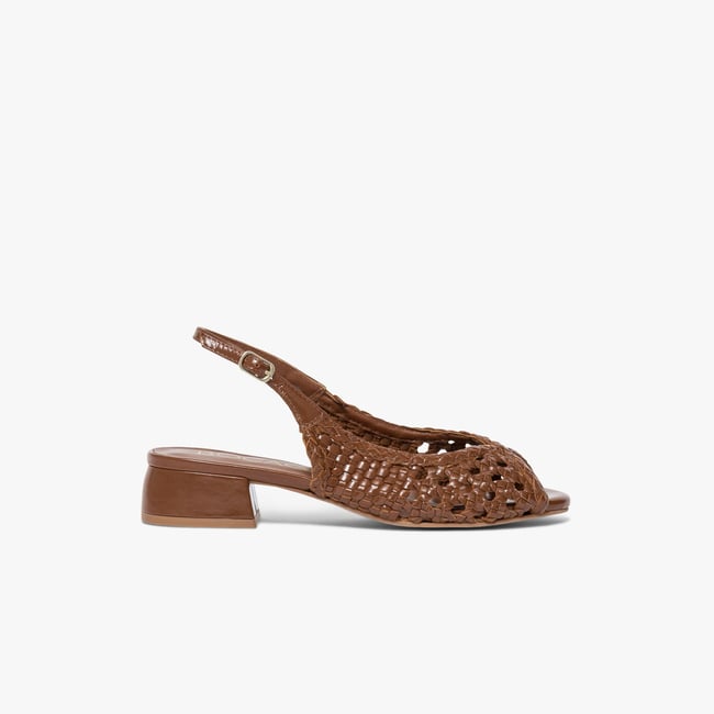Ballerine en cuir SARAH cognac <span itemprop=