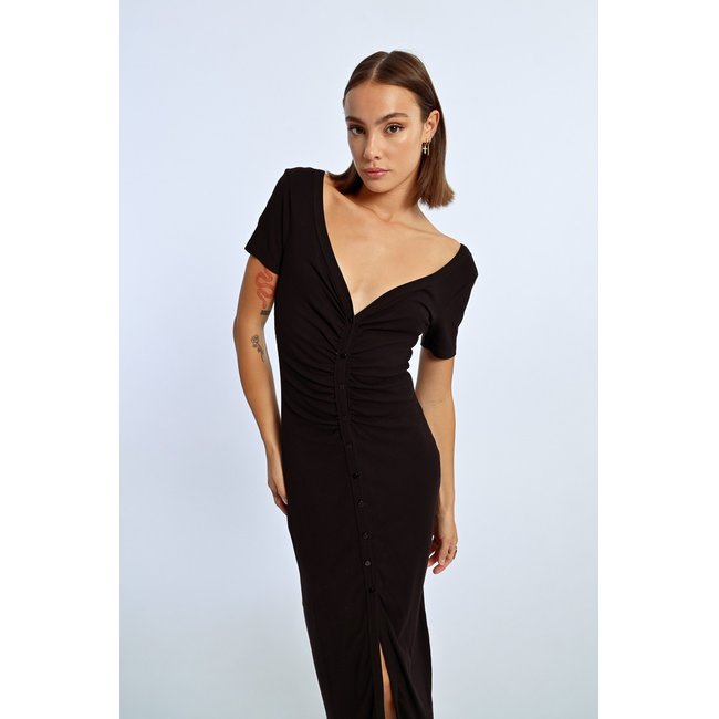 Robe boutonnée à fronces - LILI SIDONIO