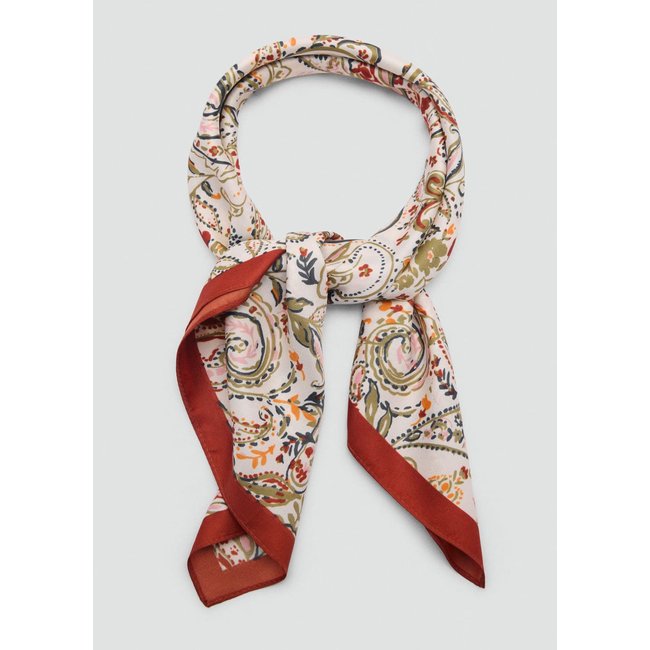 Foulard satiné paisley orange brûlé <span itemprop=