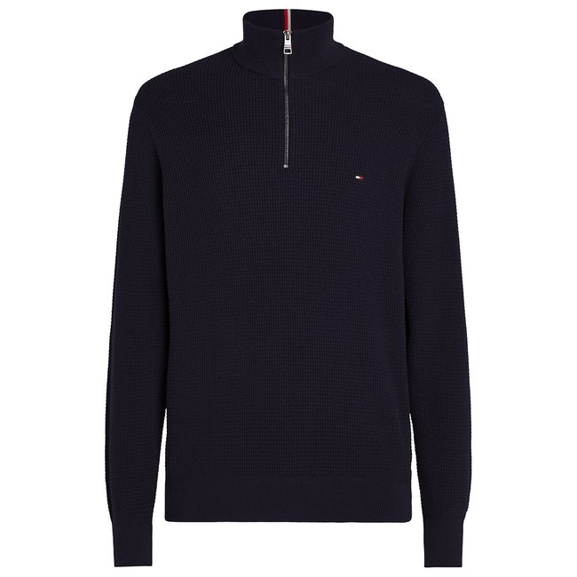 Cotton Half Zip Jumper, dark blue, TOMMY HILFIGER