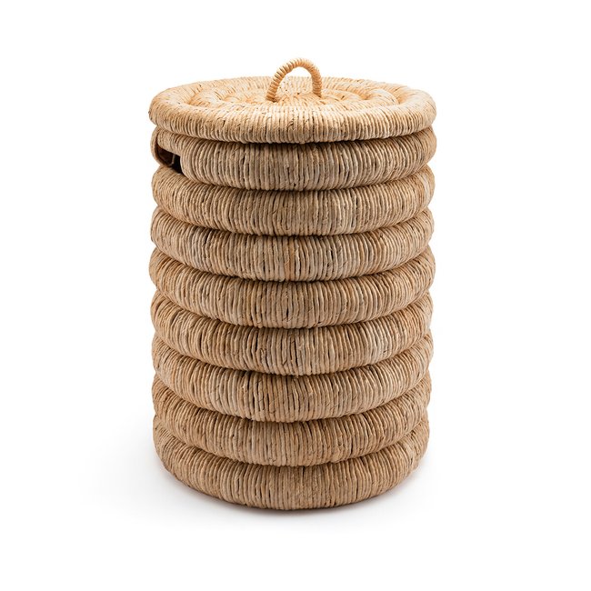 Deckelkorb Marilo, rund, Bananenbaumrinde natur <span itemprop=