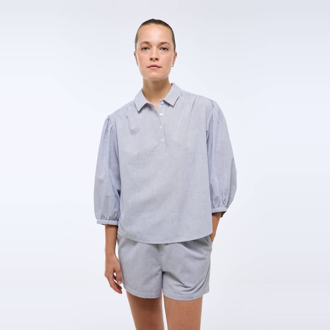 Chemise à carreaux en coton bio GOTS penombre <span itemprop=