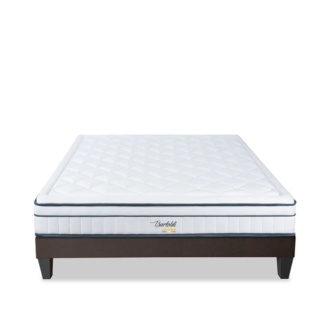 Ensemble Bartoldi 90x190 cm Matelas Ressorts ensachés + Sommier Bois Couleur blanc <span itemprop=