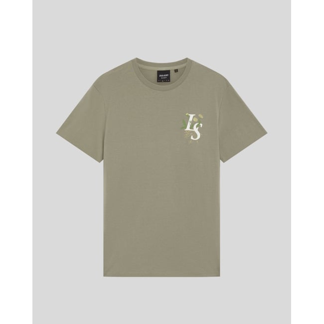 T-shirt botanique graphique brun peluche <span itemprop=