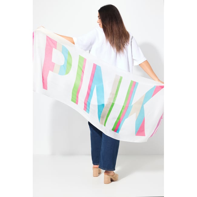 Foulard à grand imprimé Pink. Petits blanc neige <span itemprop=