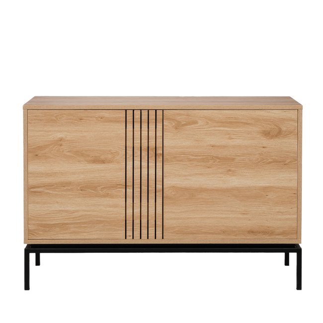 Buffet 2 portes en bois et métal L120cm - KROKOM Couleur bois clair <span itemprop=