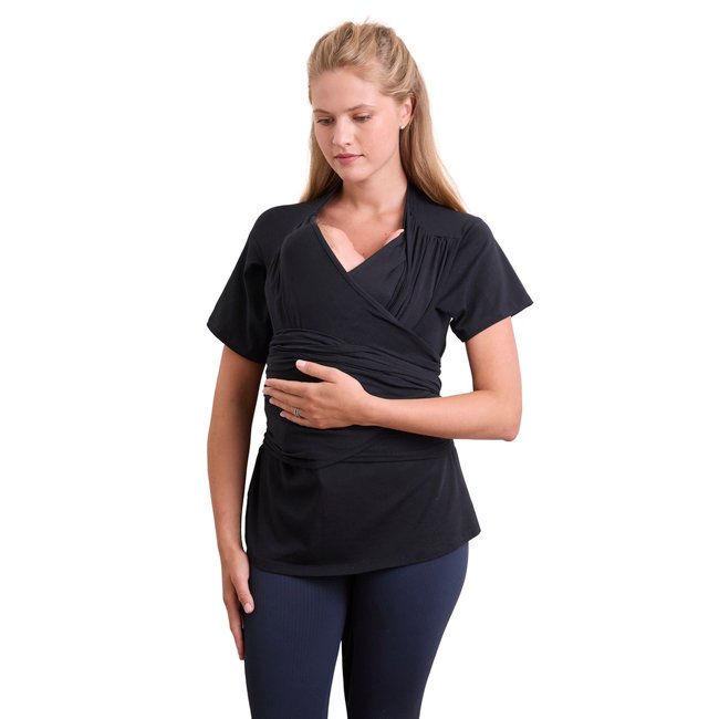 T-shirt peau à peau adulte mixte en coton biologique noir <span itemprop=