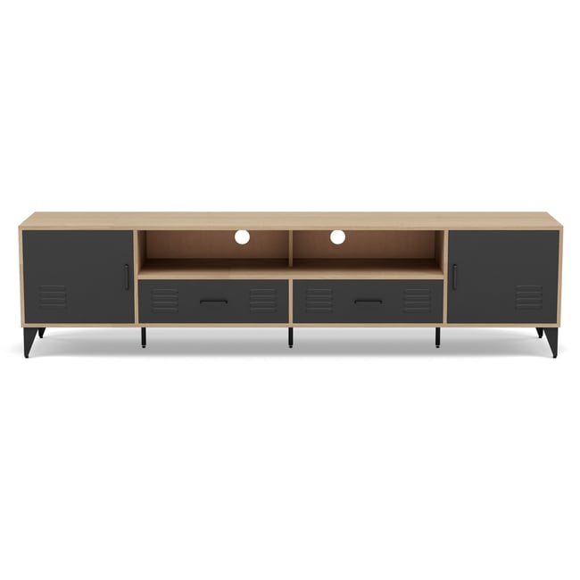 Meuble TV - TRIBECA Couleur bois / noir <span itemprop=