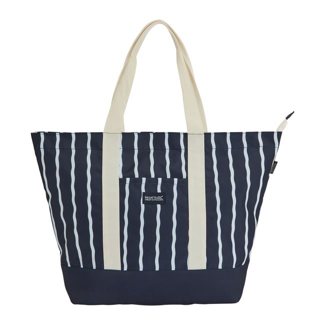 Tote bag motif logo style plage BOULDER bleu marine / blanc <span itemprop=