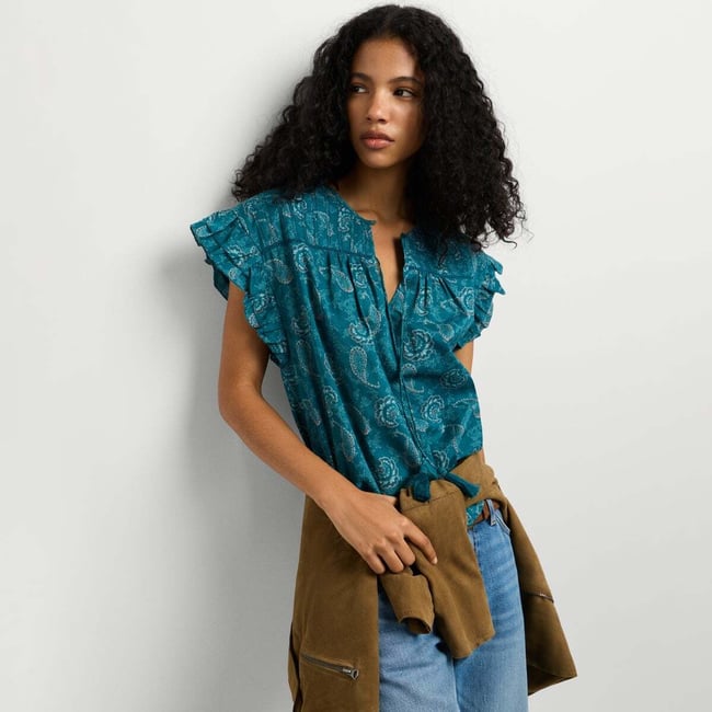 Blouse Fluide Sans Manches vert canard <span itemprop=