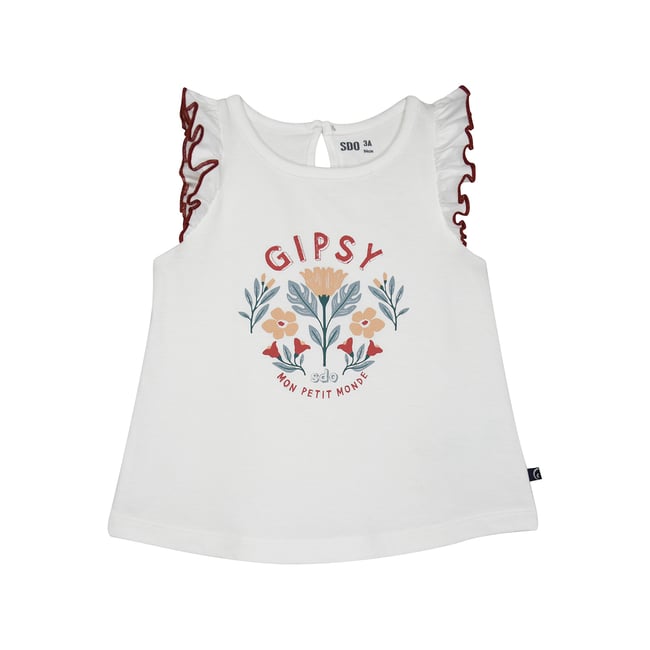 Tshirt lorenza sans manches enfant beige <span itemprop=