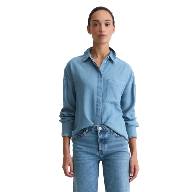 Blouse en jean regular en TENCEL™ Lyocell bleu moyen <span itemprop=