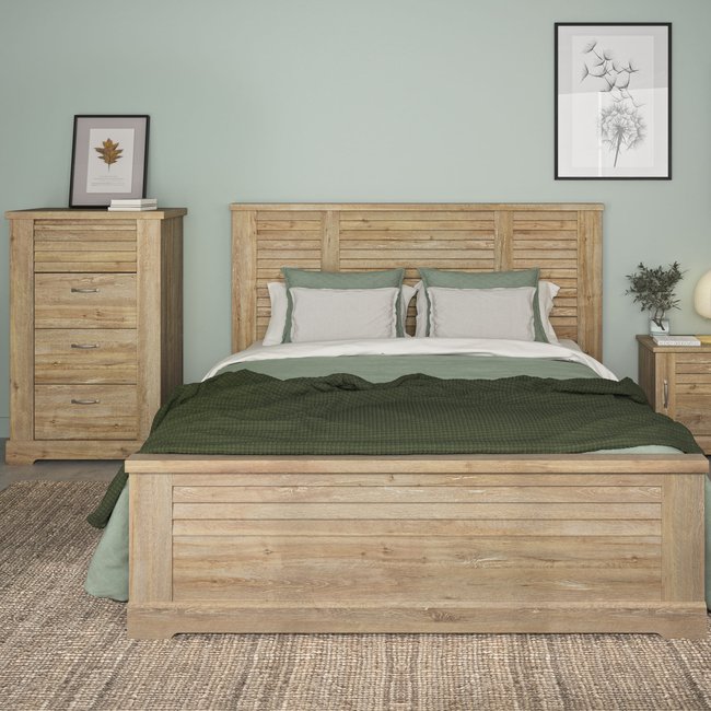 Lit et chiffonnier Couleur bois clair <span itemprop=